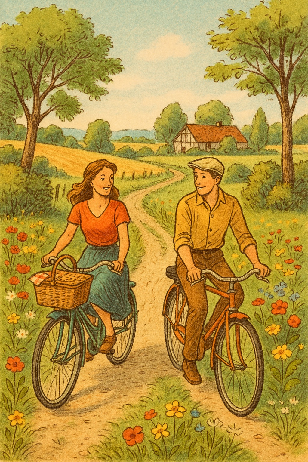 Balade à vélo sur une petite route de Bresse